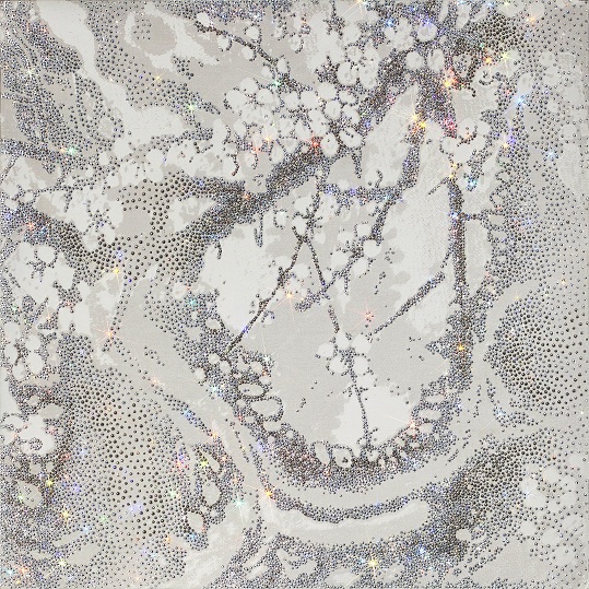 Silver Maewha,2014,Mixed Media on canvas & MADE WITH SWAROVSKI® ELEMENTS,70.0 x 70.0 cm
